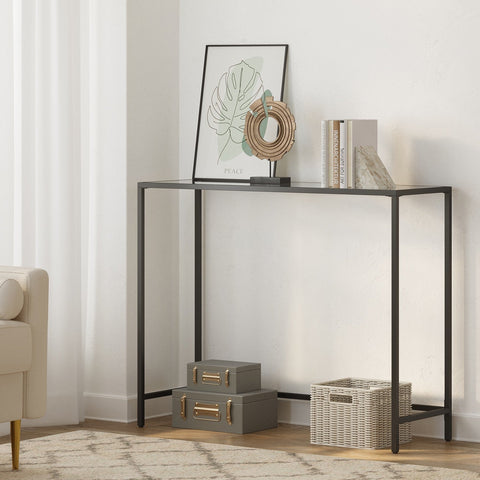 Rootz Console Table - Sofatic - Side Table - Durable Metal & Glass - 100cm x 35cm x 80cm