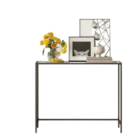 Rootz Console Table - Sofatic - Side Table - Durable Metal & Glass - 100cm x 35cm x 80cm
