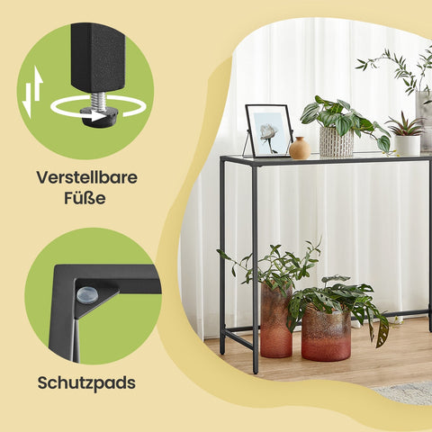 Rootz Console Table - Sofatic - Side Table - Durable Metal & Glass - 100cm x 35cm x 80cm