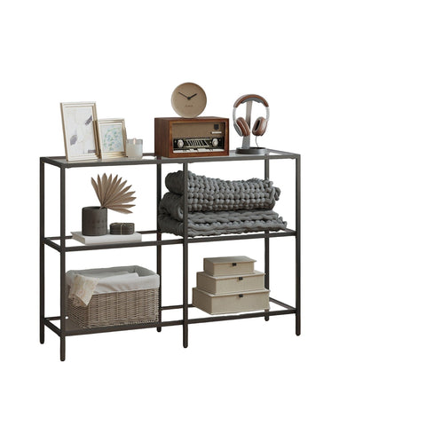 Rootz Black Console Table - Entryway Table - Hallway Table - Sleek Steel & Glass Design - 100cm x 30cm x 73cm