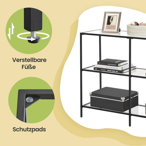 Rootz Black Console Table - Entryway Table - Hallway Table - Sleek Steel & Glass Design - 100cm x 30cm x 73cm
