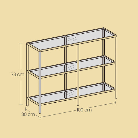 Rootz Black Console Table - Entryway Table - Hallway Table - Sleek Steel & Glass Design - 100cm x 30cm x 73cm