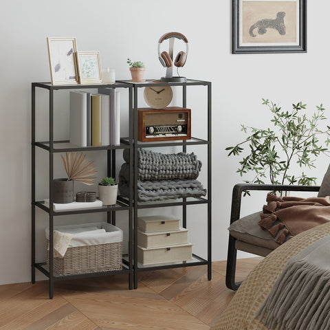 Rootz 4 Steady Shelf Bathroom Shelf - Glass Shelf - Storage Rack - Durable Glass & Metal - 40cm x 30cm x 95cm