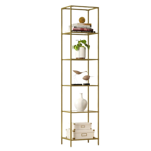 Rootz 4-Tier Bathroom Shelf - Sturdy Glass Shelving - Metal Frame - 40kg Capacity - Space Saver - 30x40x95cm