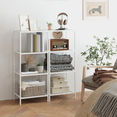 Rootz 4-Tier Bathroom Shelf - Sturdy Glass Shelving - Metal Frame - 40kg Capacity - Space Saver - 30x40x95cm