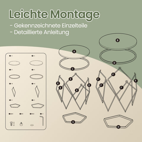 Rootz 2 Piece Set Coffee Table - Living Room Table - Round Side Tables - Hard Glass & Steel - 50cm x 40cm & 40cm x 36cm
