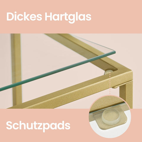 Rootz Subsis Console Table - Hard Glass - Sofatic - Elegant Design - 20x100x80cm Gold Transparent