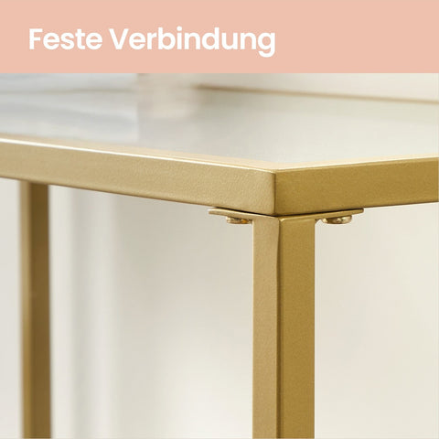 Rootz Subsis Console Table - Hard Glass - Sofatic - Elegant Design - 20x100x80cm Gold Transparent