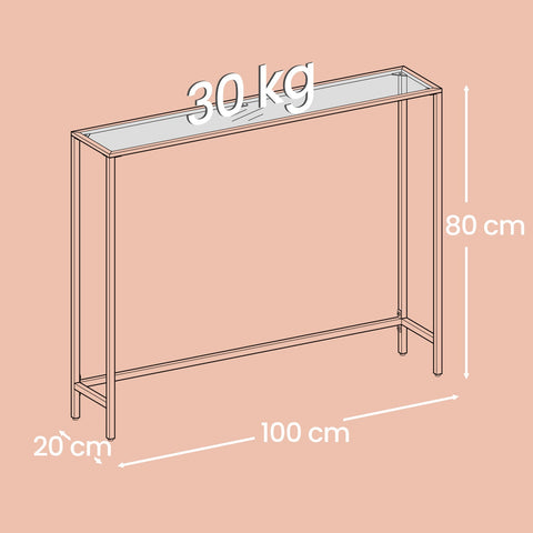 Rootz Subsis Console Table - Hard Glass - Sofatic - Elegant Design - 20x100x80cm Gold Transparent