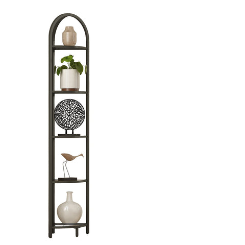Rootz Corner Shelf - Black - Steel Display Rack - Hard Glass Bookshelf - Organizes Space - 28 x 28 x 158 cm