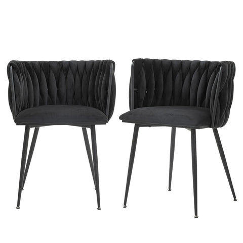 Rootz 2 Piece Modern Velvet Dining Chairs - Luxury Dining Room Seats - Elegant Velvet Chairs - Comfort & Style - 57cm x 50cm x 72cm