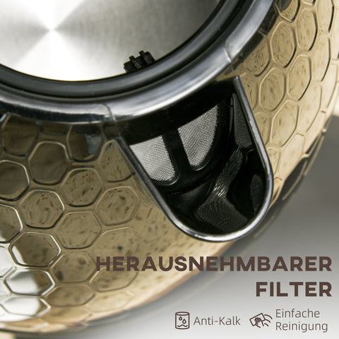 Rootz Kettle Black-Pink - Electric Kettle - Quick Cooker - Energy Efficient - 2200W - 24.2L x 19.4H cm With Base