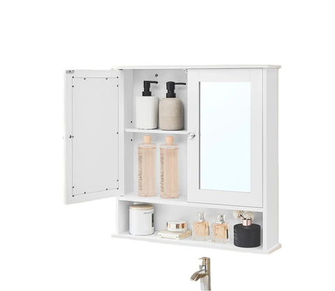 Rootz Mirror Cabinet - Bathroom Cabinet - Wall Cabinet - Space-Saving - 56cm x 58cm x 13cm