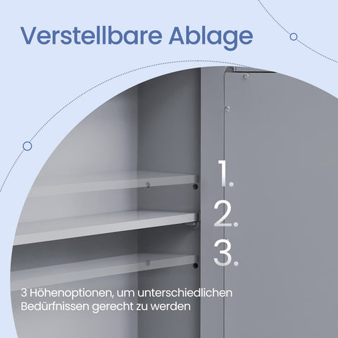 Rootz Mirror Cabinet - Bathroom Cabinet - Wall Cabinet - Space Saving Storage - 13 x 56.5 x 58.5 cm - Grey MDF