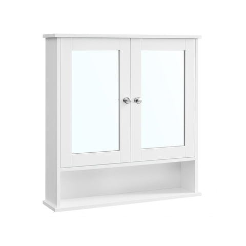 Rootz Wall Mounted Mirror Cabinet - White Vanity Cabinet - Reflective Storage Unit - Space-Saving Design - 15cm x 65cm x 75cm