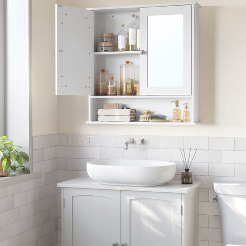 Rootz White Mirror Cabinet - Vanity Organizer - Storage Unit - MDF Construction - Spacious Interior - Easy Assembly - 15cm x 65cm x 75cm