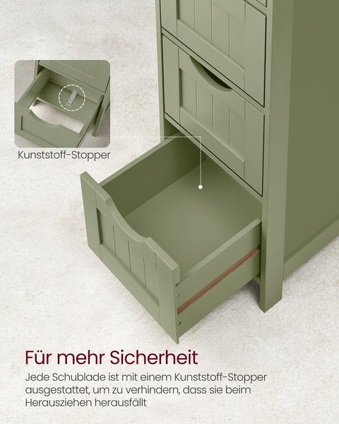 Rootz Laurel Green Bathroom Cabinet - MDF Storage Unit - Towel Organizer - 30cm x 30cm x 82cm - 8.3kg - Max. 45kg Top Shelf Capacity