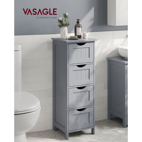Rootz Bathroom Furniture - Storage Cabinet - Organizer - MDF Board - 30cm x 30cm x 82cm - Mystic Gray - Mounting Kit - Anti-Tip Device - 90kg Top Load Capacity