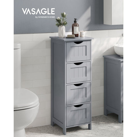 Rootz Bathroom Furniture - Storage Cabinet - Organizer - MDF Board - 30cm x 30cm x 82cm - Mystic Gray - Mounting Kit - Anti-Tip Device - 90kg Top Load Capacity