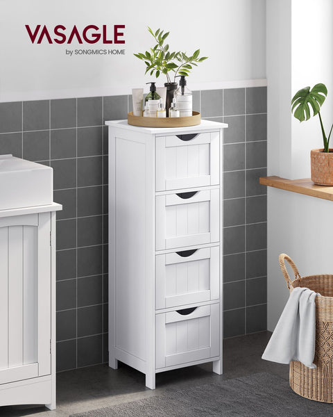 Rootz Side Cabinet - Chest of Drawers - Storage Organizer - Functional Design - Sturdy Workmanship - Space-saving - 30cm x 82cm x 30cm - White - MDF Board - 92cm x 37cm x 11.5cm Package - 8.65kg - 10.04kg - Includes Instructions and Fittings Bag