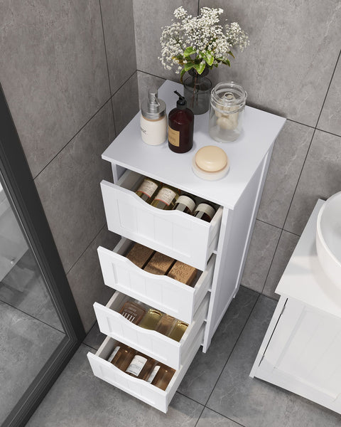 Rootz Side Cabinet - Chest of Drawers - Storage Organizer - Functional Design - Sturdy Workmanship - Space-saving - 30cm x 82cm x 30cm - White - MDF Board - 92cm x 37cm x 11.5cm Package - 8.65kg - 10.04kg - Includes Instructions and Fittings Bag