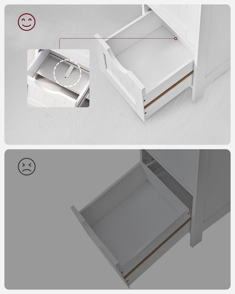 Rootz Side Cabinet - Chest of Drawers - Storage Organizer - Functional Design - Sturdy Workmanship - Space-saving - 30cm x 82cm x 30cm - White - MDF Board - 92cm x 37cm x 11.5cm Package - 8.65kg - 10.04kg - Includes Instructions and Fittings Bag