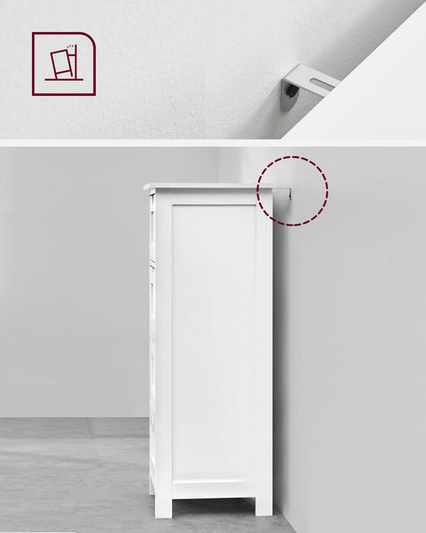 Rootz Side Cabinet - Chest of Drawers - Storage Organizer - Functional Design - Sturdy Workmanship - Space-saving - 30cm x 82cm x 30cm - White - MDF Board - 92cm x 37cm x 11.5cm Package - 8.65kg - 10.04kg - Includes Instructions and Fittings Bag