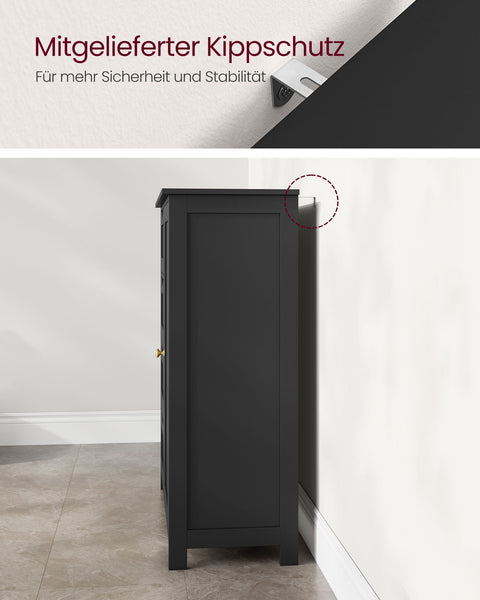 Rootz Bathroom Cabinet - Storage Unit - MDF Furniture - 30cm x 55cm x 82cm - Ink Black - 13.3kg - 45kg Shelf Capacity - Easy Assembly