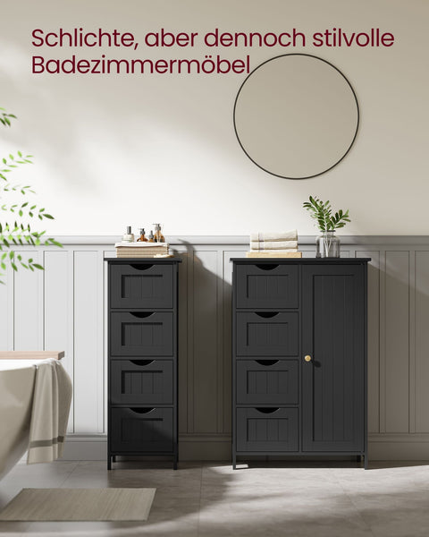 Rootz Bathroom Cabinet - Storage Unit - Organizer - Enhances Space - MDF - Black - 30 x 55 x 82cm