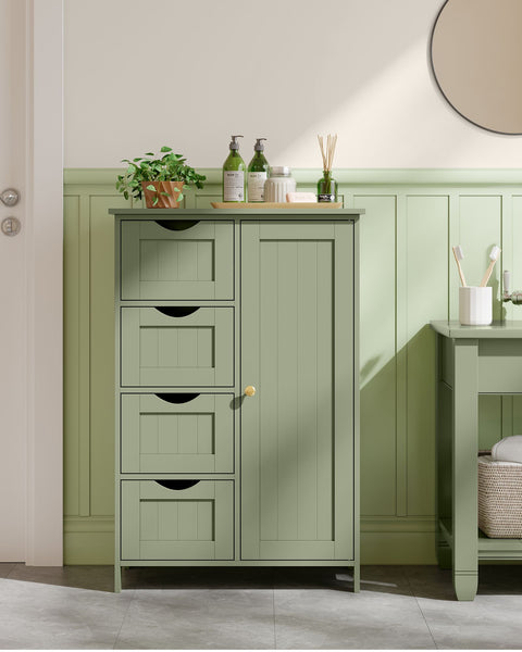 Rootz Bathroom Cabinet - Storage Unit - Drawer Chest -  Green  - MDF - 30cm x 55cm x 82cm