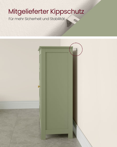 Rootz Bathroom Cabinet - Storage Unit - Drawer Chest -  Green  - MDF - 30cm x 55cm x 82cm