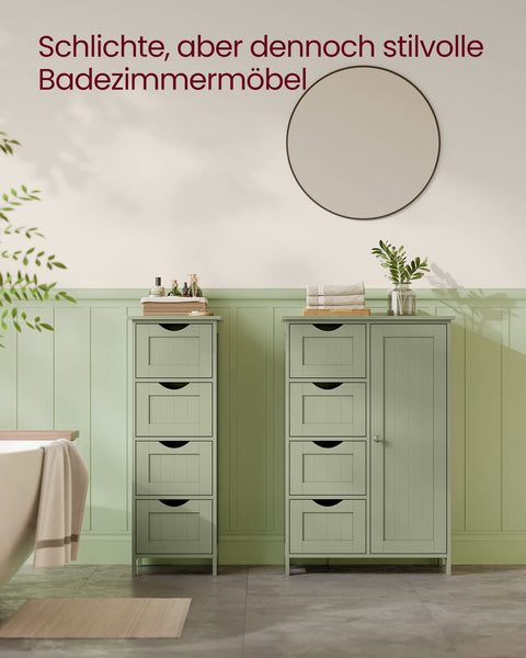 Rootz Bathroom Cabinet - Storage Unit - Drawer Chest -  Green  - MDF - 30cm x 55cm x 82cm