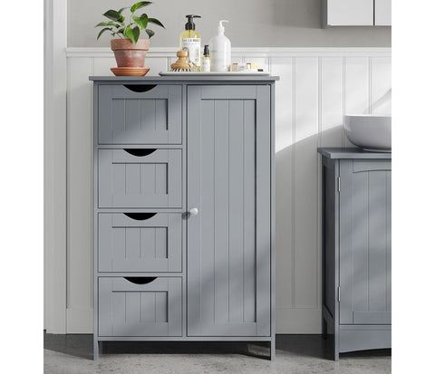 Rootz Bathroom Cabinet with 4 Drawers - Storage Unit - Organizer - MDF Mystical Grey - 30 x 55 x 82 cm