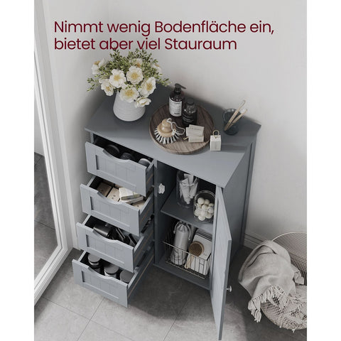 Rootz Bathroom Cabinet with 4 Drawers - Storage Unit - Organizer - MDF Mystical Grey - 30 x 55 x 82 cm