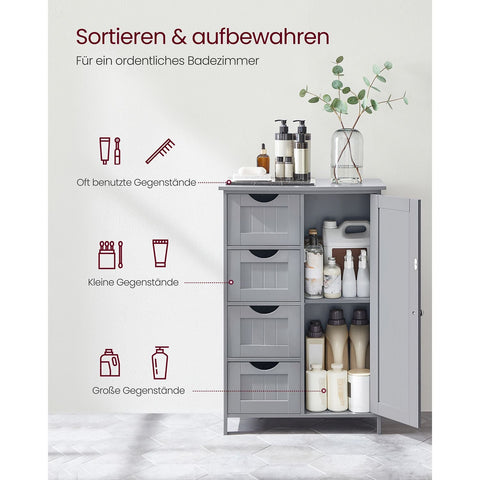 Rootz Mystical Gray Bathroom Cabinet - Storage Unit - Organizer - MDF Material - 30cm x 55cm x 82cm - Lightweight - Sturdy - Easy Assembly