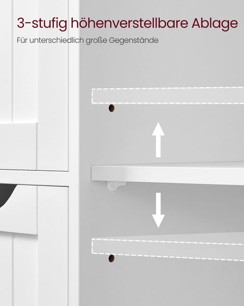 Rootz Narrow Bathroom Cabinet - Slim Storage Unit - White Organizer - Space-Saving - 35cm x 65cm x 90cm