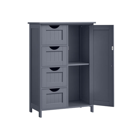 Rootz Dark Gray Bathroom Cabinet - Storage Organizer - MDF Furniture - Spacious Drawers - Adjustable Shelf - 30cm x 55cm x 82cm