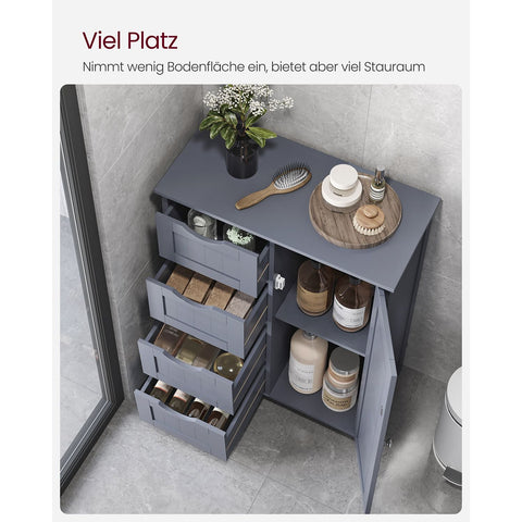Rootz Narrow Bathroom Cabinet - Slim Storage Unit - 4 Drawer Organizer - Space-Saving Design - MDF - 30x55x82cm