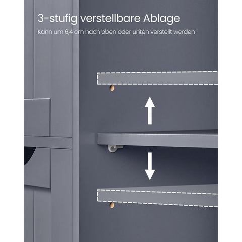 Rootz Dark Gray Bathroom Cabinet - Storage Organizer - MDF Furniture - Spacious Drawers - Adjustable Shelf - 30cm x 55cm x 82cm