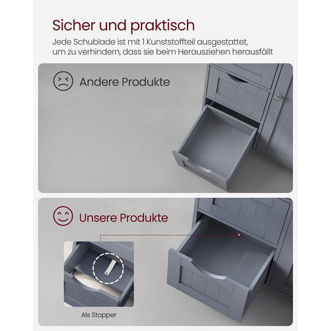 Rootz Narrow Bathroom Cabinet - Slim Storage Unit - 4 Drawer Organizer - Space-Saving Design - MDF - 30x55x82cm