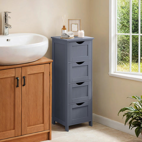 Rootz Bathroom Cabinet - Side Cabinet - 4 Drawer Storage - Compact Space Saver - 30 x 30 x 82 cm