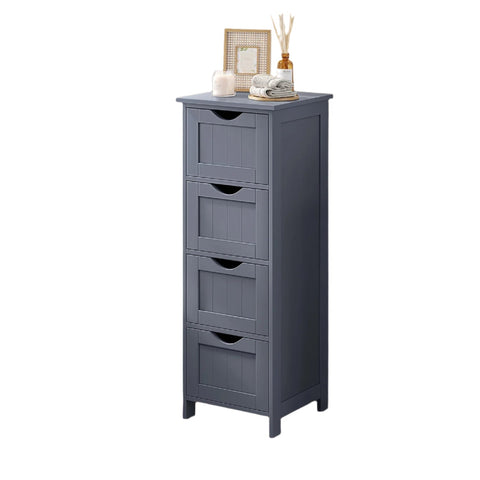 Rootz Bathroom Cabinet - Side Cabinet - 4 Drawer Storage - Compact Space Saver - 30 x 30 x 82 cm