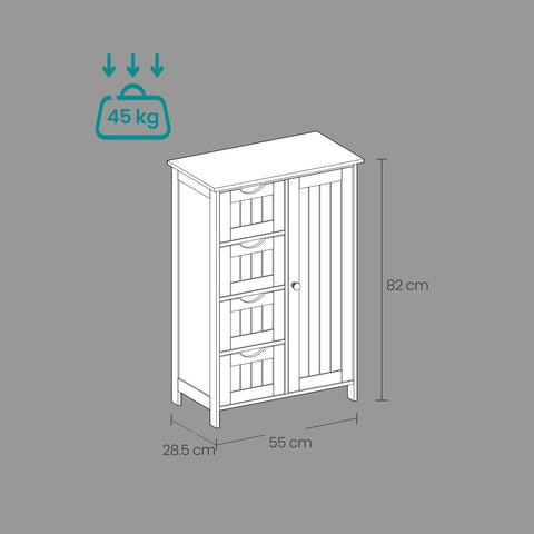 Rootz Bathroom Cabinet - Narrow Bathroom Cabinet - Side Cabinet - Space-Saving Storage Solution - 30cm x 55cm x 82cm - Ink Black MDF