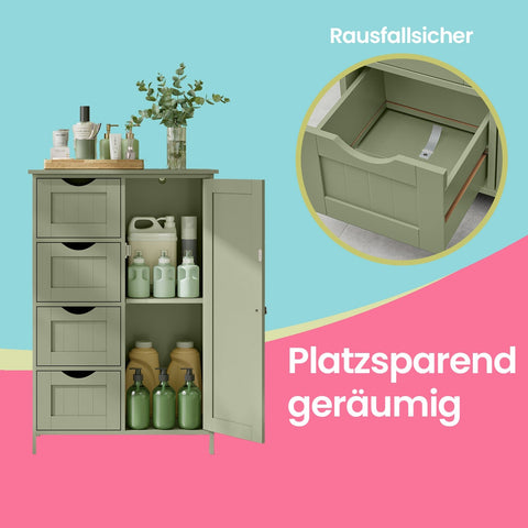 Rootz Bathroom Cabinet - Narrow Side Cabinet - Laurel Grun - Moisture Resistant MDF - 30cm x 55cm x 82cm