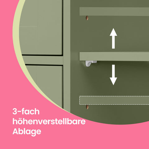 Rootz Bathroom Cabinet - Narrow Side Cabinet - Laurel Grun - Moisture Resistant MDF - 30cm x 55cm x 82cm