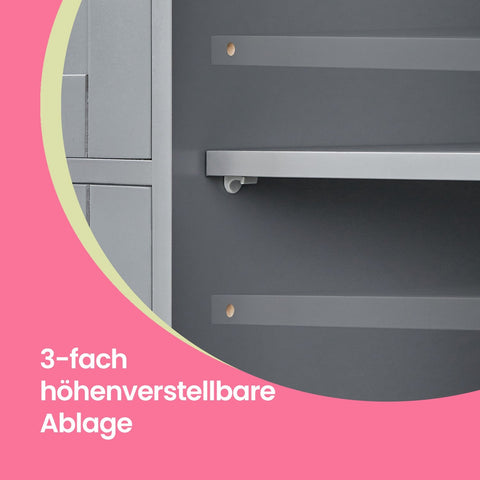 Rootz Bathroom Cabinet - Narrow Side Cabinet - MDF Storage Unit - Moisture Resistant - 30cm x 55cm x 82cm in  Grey