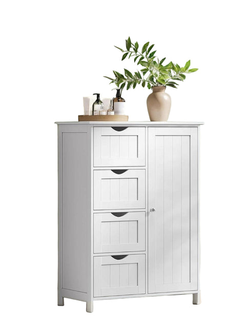 Rootz Bathroom Cabinet - Storage Unit - White MDF Cupboard - Space-Saving Design - 35cm x 65cm x 90cm