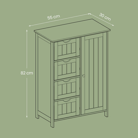 Rootz Bathroom Cabinet - Storage Unit - White MDF Cupboard - Space-Saving Design - 35cm x 65cm x 90cm