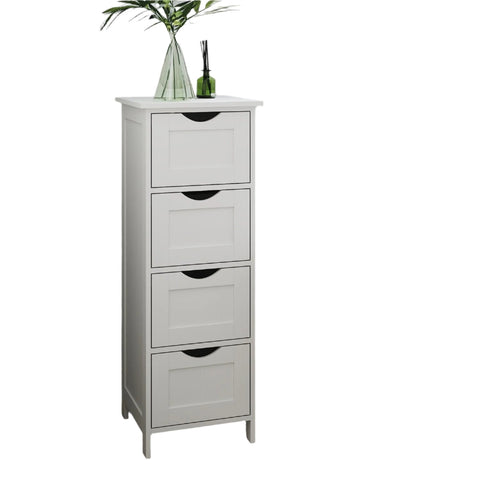 Rootz Side Cabinet 4 Drawer Unit - Bathroom Storage - Organizer - Functional Design - 30cm x 82cm x 30cm