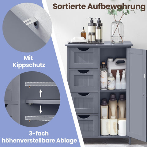 Rootz Bathroom Cabinet - Narrow Side Cabinet - Storage Organizer - Space-Saving MDF - 30cm x 55cm x 82cm